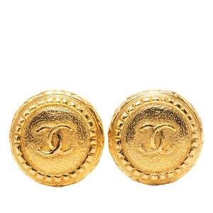CHANEL Authentic Gold Logo Earrings